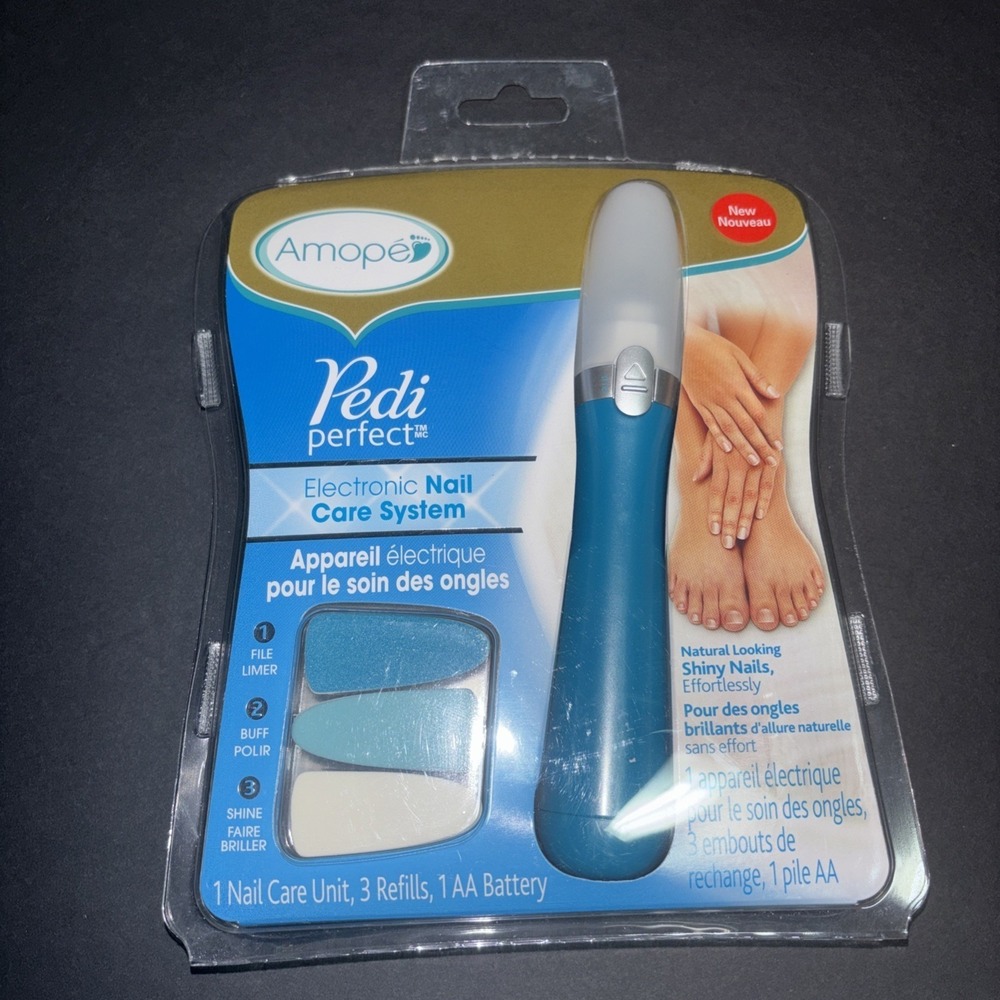 Amope Pedi Perfect Electronic Nail Care System Blue 8214001 with 3 Refills NEW